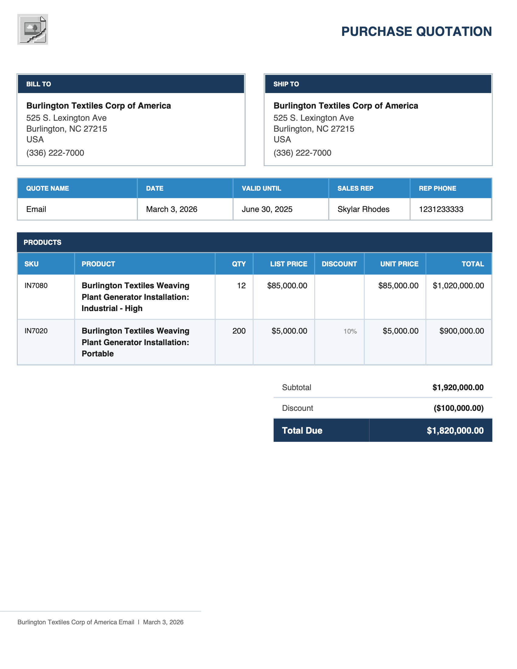 Manufacturing quote template in Salesforce Lightning