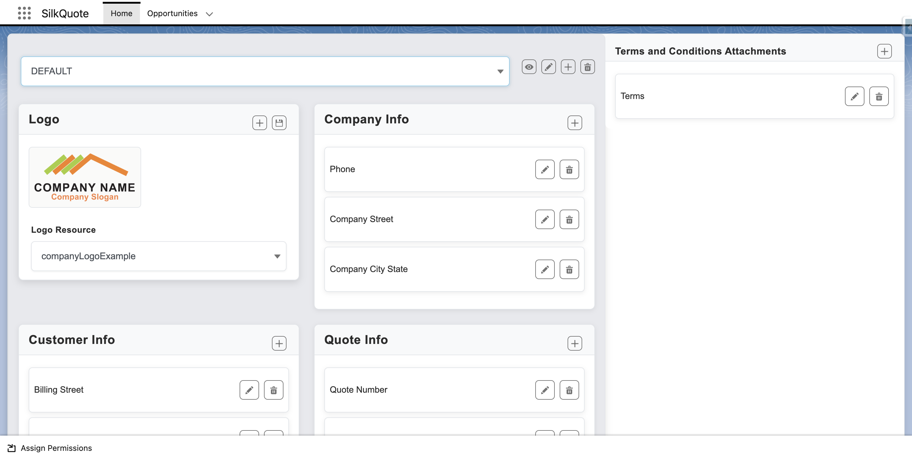 Before SilkQuote - quote template configurator in Salesforce